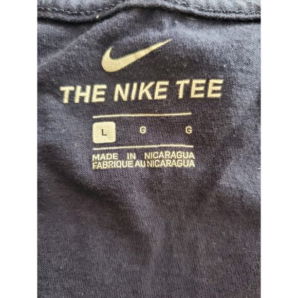 Nike Shirt Mens Large Blue Crew Neck Big Swoosh Check Logo Athletic Casual - Picture 3 of 4
